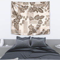 Vintage Hawaii Tapestry Hibiscus Tapa Tribal With Hawaiian Quilt Pattern Gold - Wonder Print Shop