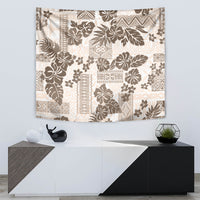 Vintage Hawaii Tapestry Hibiscus Tapa Tribal With Hawaiian Quilt Pattern Gold - Wonder Print Shop