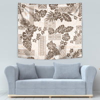 Vintage Hawaii Tapestry Hibiscus Tapa Tribal With Hawaiian Quilt Pattern Gold - Wonder Print Shop