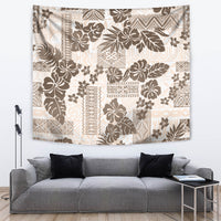 Vintage Hawaii Tapestry Hibiscus Tapa Tribal With Hawaiian Quilt Pattern Gold - Wonder Print Shop