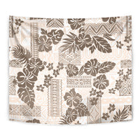 Vintage Hawaii Tapestry Hibiscus Tapa Tribal With Hawaiian Quilt Pattern Gold - Wonder Print Shop