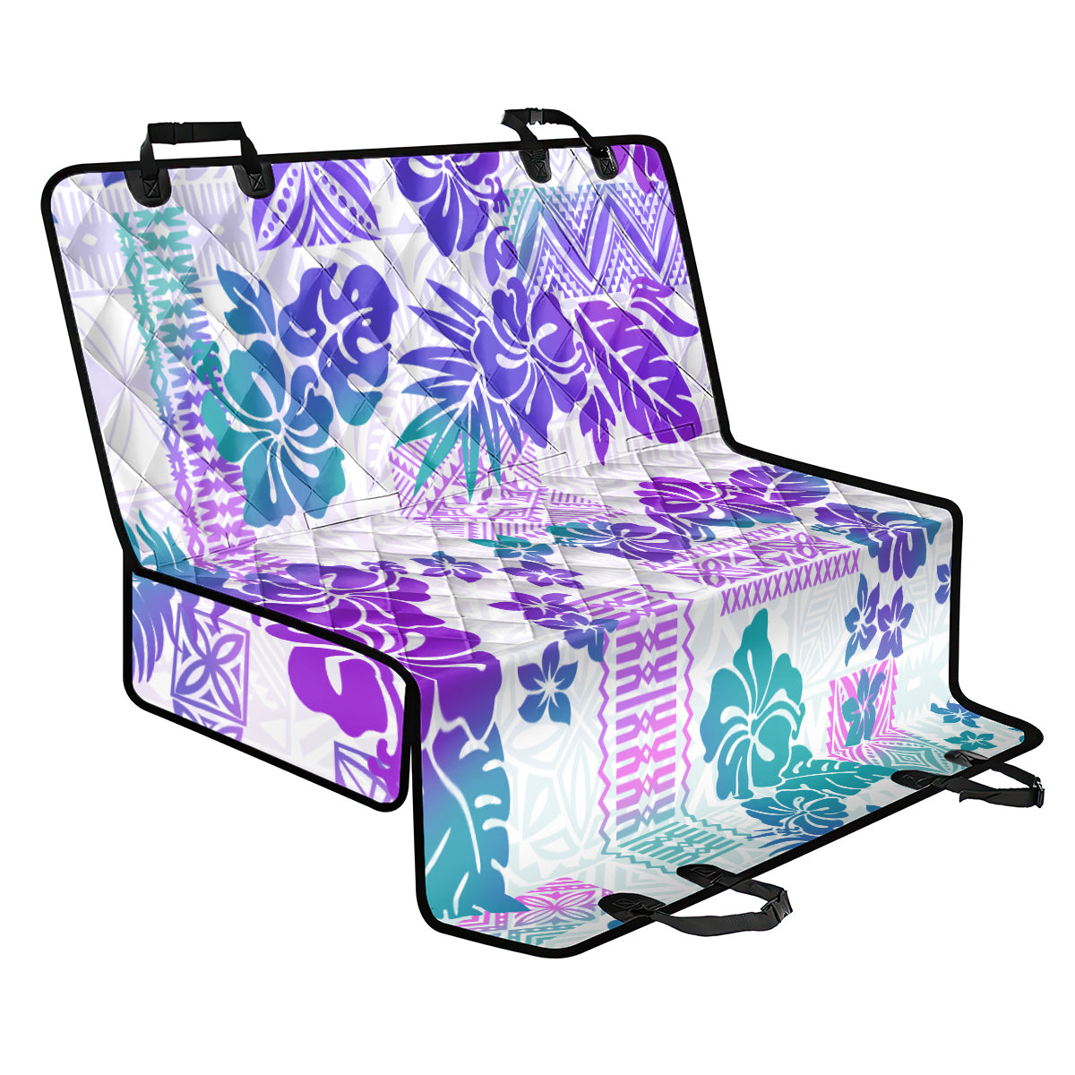 Vintage Hawaii Back Car Seat Cover Hibiscus Tapa Tribal With Hawaiian Quilt Pattern Purple LT9 - Wonder Print Shop