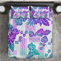 Vintage Hawaii Bedding Set Hibiscus Tapa Tribal With Hawaiian Quilt Pattern Purple LT9 - Wonder Print Shop