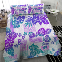 Vintage Hawaii Bedding Set Hibiscus Tapa Tribal With Hawaiian Quilt Pattern Purple LT9 - Wonder Print Shop