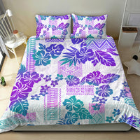 Vintage Hawaii Bedding Set Hibiscus Tapa Tribal With Hawaiian Quilt Pattern Purple LT9 - Wonder Print Shop