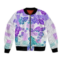 Vintage Hawaii Bomber Jacket Hibiscus Tapa Tribal With Hawaiian Quilt Pattern Purple LT9 - Wonder Print Shop