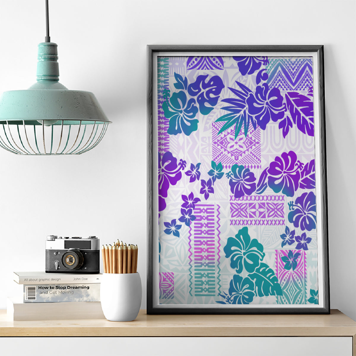 Vintage Hawaii Canvas Wall Art Hibiscus Tapa Tribal With Hawaiian Quilt Pattern Purple LT9 - Wonder Print Shop