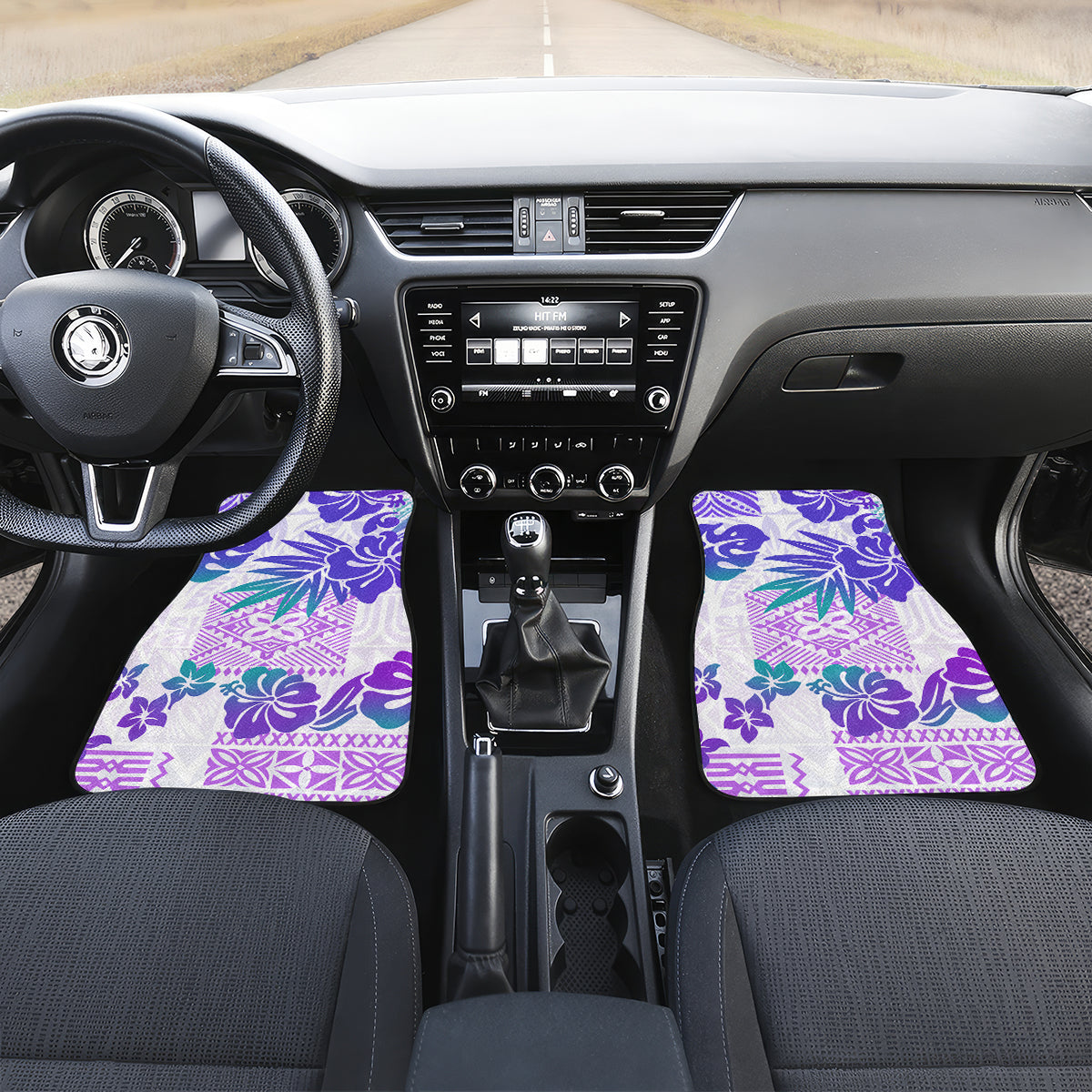 Vintage Hawaii Car Mats Hibiscus Tapa Tribal With Hawaiian Quilt Pattern Purple LT9 - Wonder Print Shop
