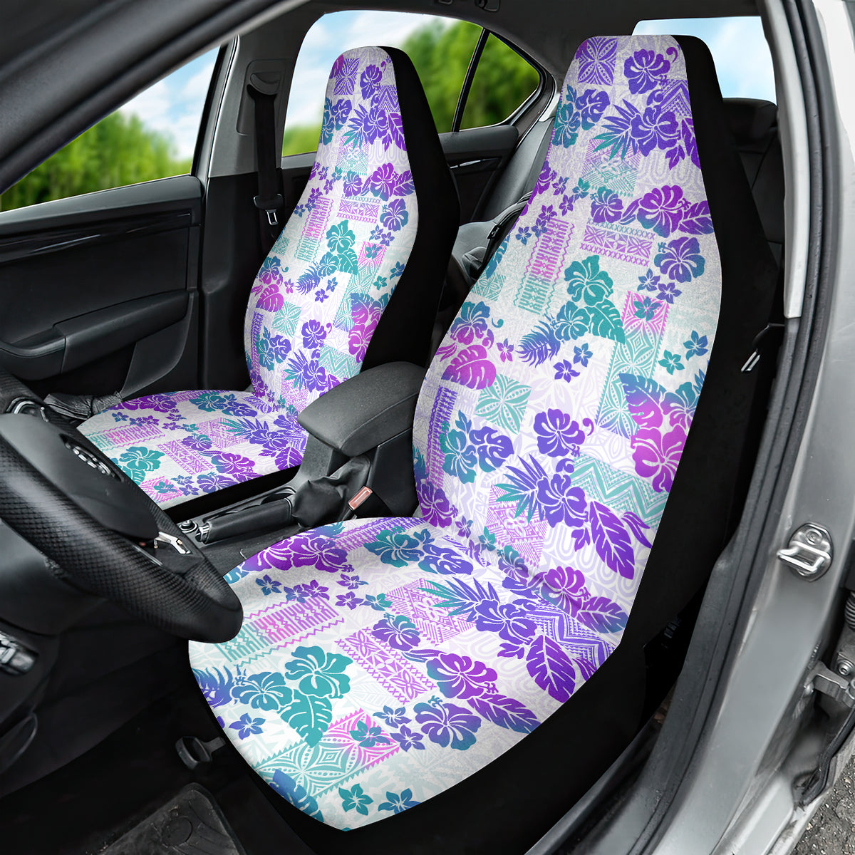 Vintage Hawaii Car Seat Cover Hibiscus Tapa Tribal With Hawaiian Quilt Pattern Purple LT9 - Wonder Print Shop