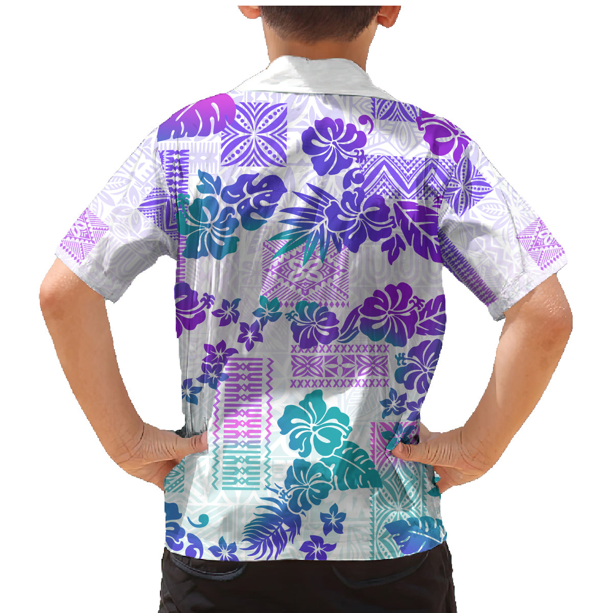 Vintage Hawaii Family Matching Mermaid Dress and Hawaiian Shirt Hibiscus Tapa Tribal With Hawaiian Quilt Pattern Purple LT9 - Wonder Print Shop