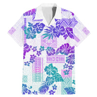 Vintage Hawaii Family Matching Mermaid Dress and Hawaiian Shirt Hibiscus Tapa Tribal With Hawaiian Quilt Pattern Purple LT9 - Wonder Print Shop