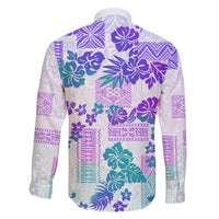 Vintage Hawaii Family Matching Tank Maxi Dress and Hawaiian Shirt Hibiscus Tapa Tribal With Hawaiian Quilt Pattern Purple - Wonder Print Shop