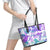 Vintage Hawaii Leather Tote Bag Hibiscus Tapa Tribal With Hawaiian Quilt Pattern Purple - Wonder Print Shop