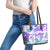 Vintage Hawaii Leather Tote Bag Hibiscus Tapa Tribal With Hawaiian Quilt Pattern Purple - Wonder Print Shop