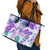 Vintage Hawaii Leather Tote Bag Hibiscus Tapa Tribal With Hawaiian Quilt Pattern Purple - Wonder Print Shop