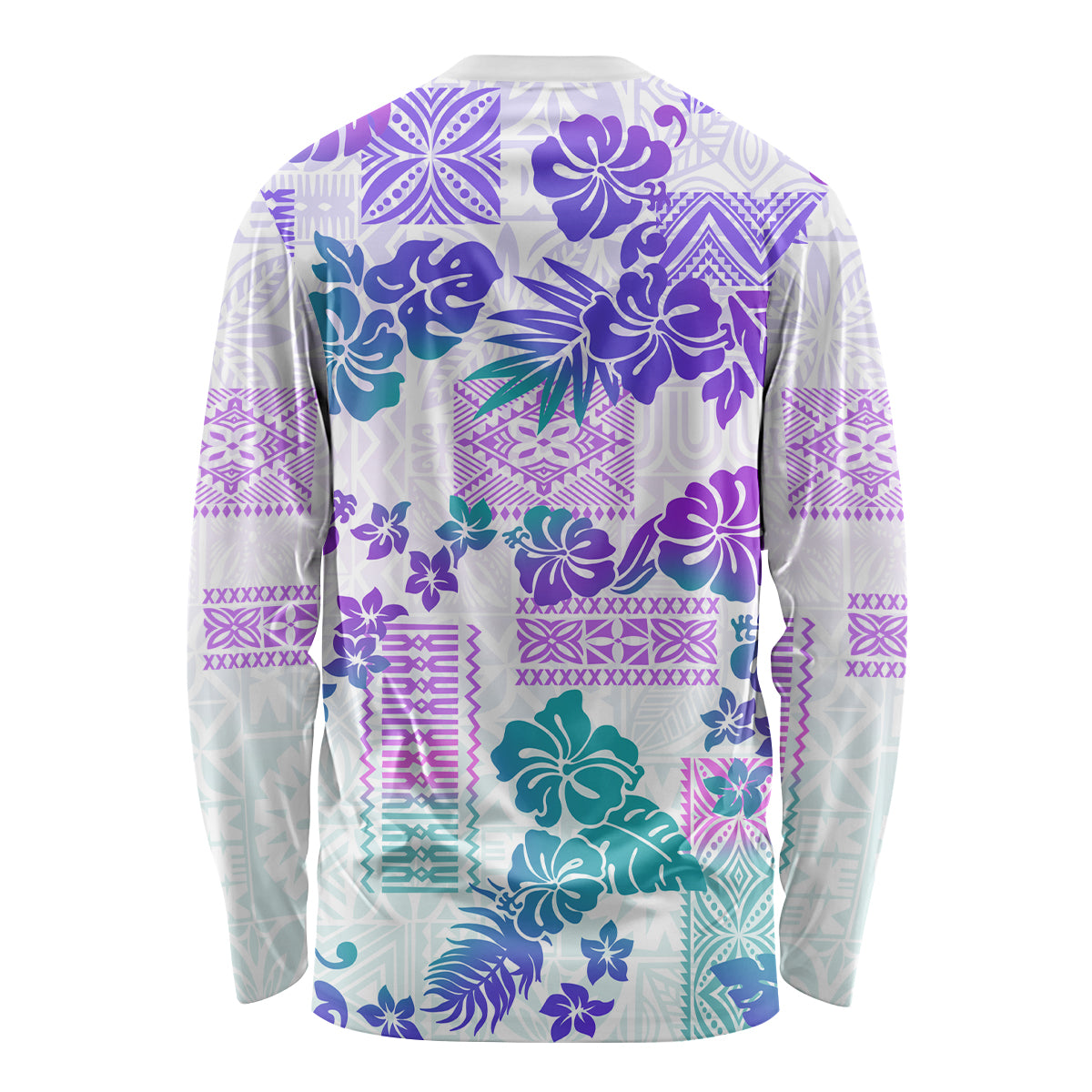 Vintage Hawaii Long Sleeve Shirt Hibiscus Tapa Tribal With Hawaiian Quilt Pattern Purple - Wonder Print Shop