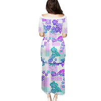 Vintage Hawaii Puletasi Hibiscus Tapa Tribal With Hawaiian Quilt Pattern Purple - Wonder Print Shop