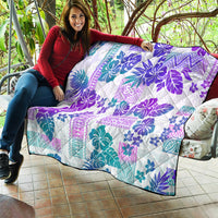 Vintage Hawaii Quilt Hibiscus Tapa Tribal With Hawaiian Quilt Pattern Purple - Wonder Print Shop