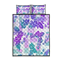 Vintage Hawaii Quilt Bed Set Hibiscus Tapa Tribal With Hawaiian Quilt Pattern Purple - Wonder Print Shop