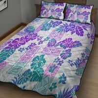 Vintage Hawaii Quilt Bed Set Hibiscus Tapa Tribal With Hawaiian Quilt Pattern Purple - Wonder Print Shop