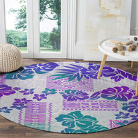 vintage-hawaii-round-carpet-hibiscus-tapa-tribal-with-hawaiian-quilt-pattern-purple