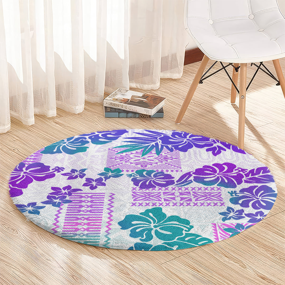 vintage-hawaii-round-carpet-hibiscus-tapa-tribal-with-hawaiian-quilt-pattern-purple