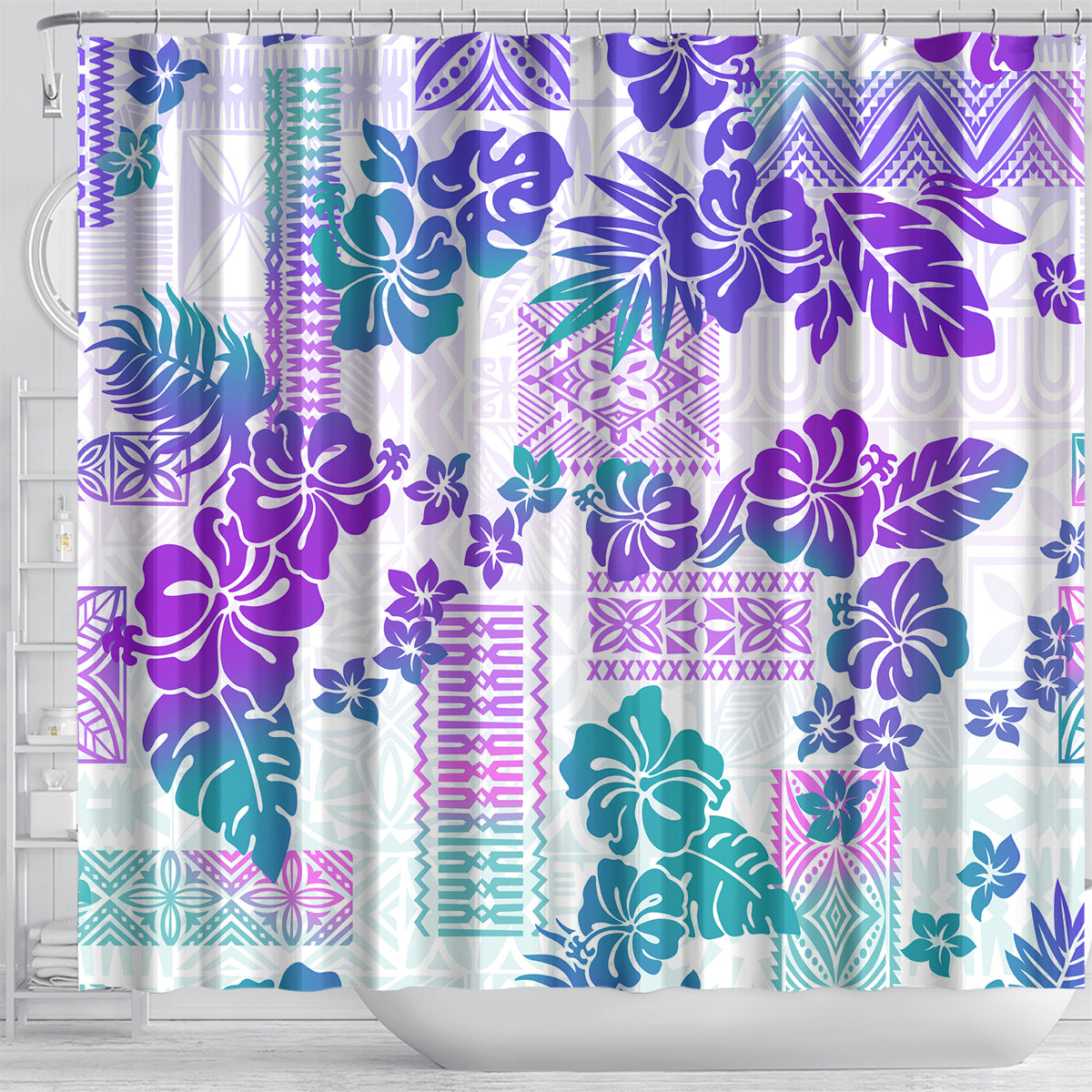 vintage-hawaii-shower-curtain-hibiscus-tapa-tribal-with-hawaiian-quilt-pattern-purple