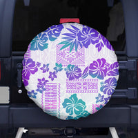 Vintage Hawaii Spare Tire Cover Hibiscus Tapa Tribal With Hawaiian Quilt Pattern Purple - Wonder Print Shop