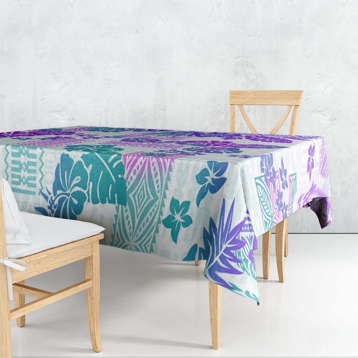 Vintage Hawaii Tablecloth Hibiscus Tapa Tribal With Hawaiian Quilt Pattern Purple - Wonder Print Shop