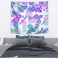 Vintage Hawaii Tapestry Hibiscus Tapa Tribal With Hawaiian Quilt Pattern Purple - Wonder Print Shop