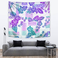 Vintage Hawaii Tapestry Hibiscus Tapa Tribal With Hawaiian Quilt Pattern Purple - Wonder Print Shop
