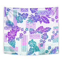 Vintage Hawaii Tapestry Hibiscus Tapa Tribal With Hawaiian Quilt Pattern Purple - Wonder Print Shop