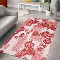 Vintage Hawaii Area Rug Hibiscus Tapa Tribal With Hawaiian Quilt Pattern Red LT9 - Wonder Print Shop