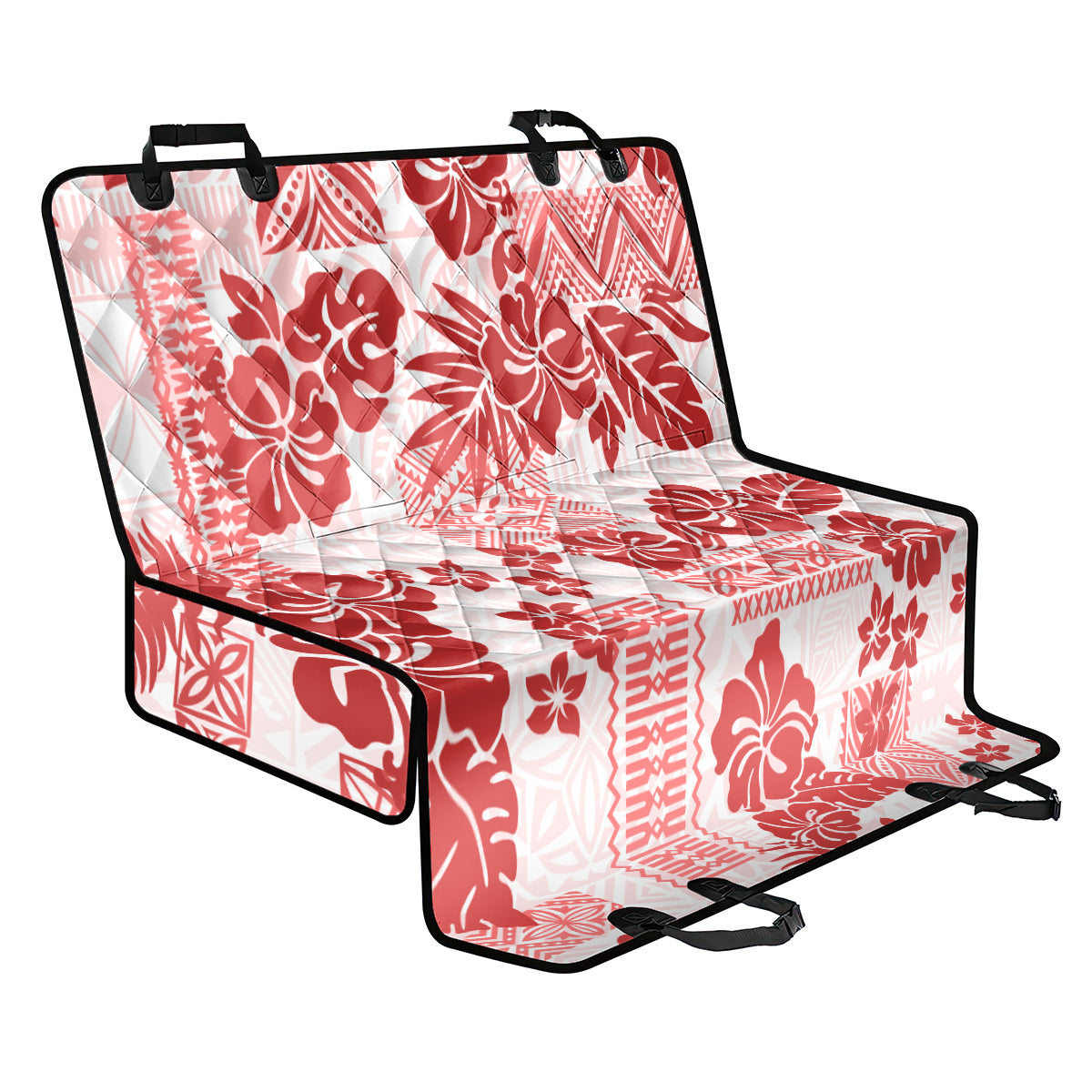 Vintage Hawaii Back Car Seat Cover Hibiscus Tapa Tribal With Hawaiian Quilt Pattern Red LT9 - Wonder Print Shop