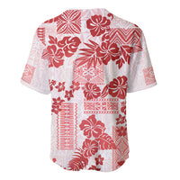 Vintage Hawaii Baseball Jersey Hibiscus Tapa Tribal With Hawaiian Quilt Pattern Red LT9 - Wonder Print Shop