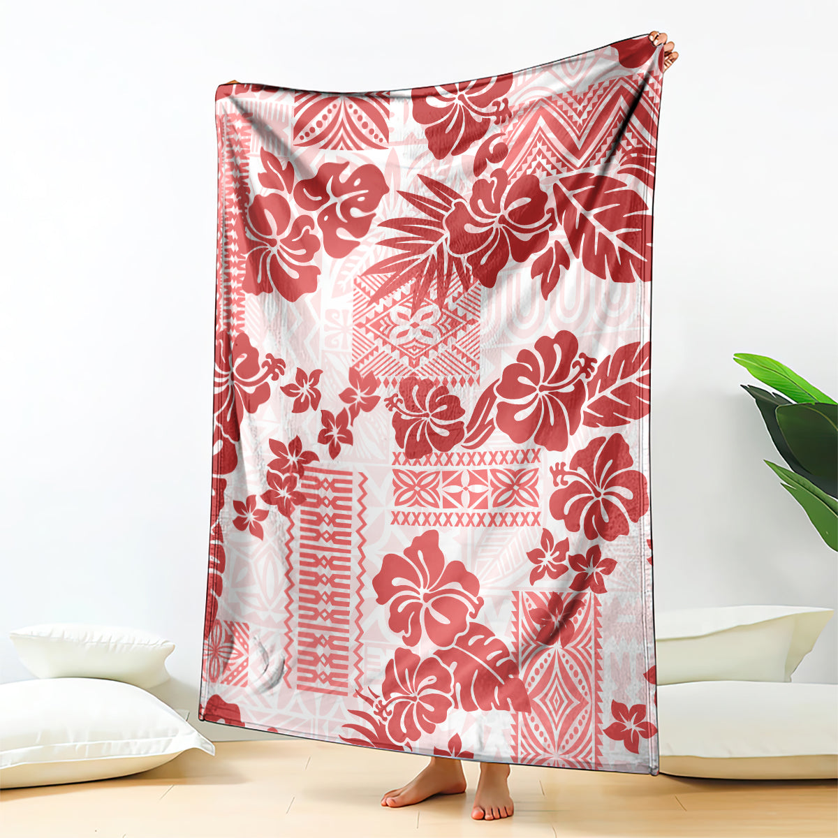 vintage-hawaii-blanket-hibiscus-tapa-tribal-with-hawaiian-quilt-pattern-red
