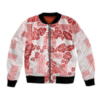 Vintage Hawaii Bomber Jacket Hibiscus Tapa Tribal With Hawaiian Quilt Pattern Red LT9 - Wonder Print Shop