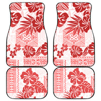 Vintage Hawaii Car Mats Hibiscus Tapa Tribal With Hawaiian Quilt Pattern Red LT9 - Wonder Print Shop