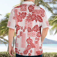 Vintage Hawaii Hawaiian Shirt Hibiscus Tapa Tribal With Hawaiian Quilt Pattern Red - Wonder Print Shop
