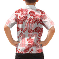 Vintage Hawaii Hawaiian Shirt Hibiscus Tapa Tribal With Hawaiian Quilt Pattern Red - Wonder Print Shop
