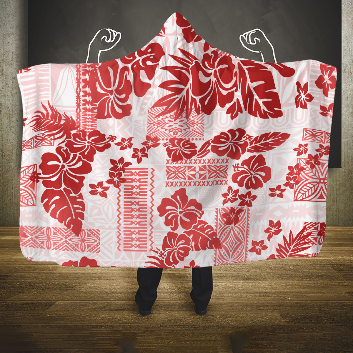 vintage-hawaii-hooded-blanket-hibiscus-tapa-tribal-with-hawaiian-quilt-pattern-red