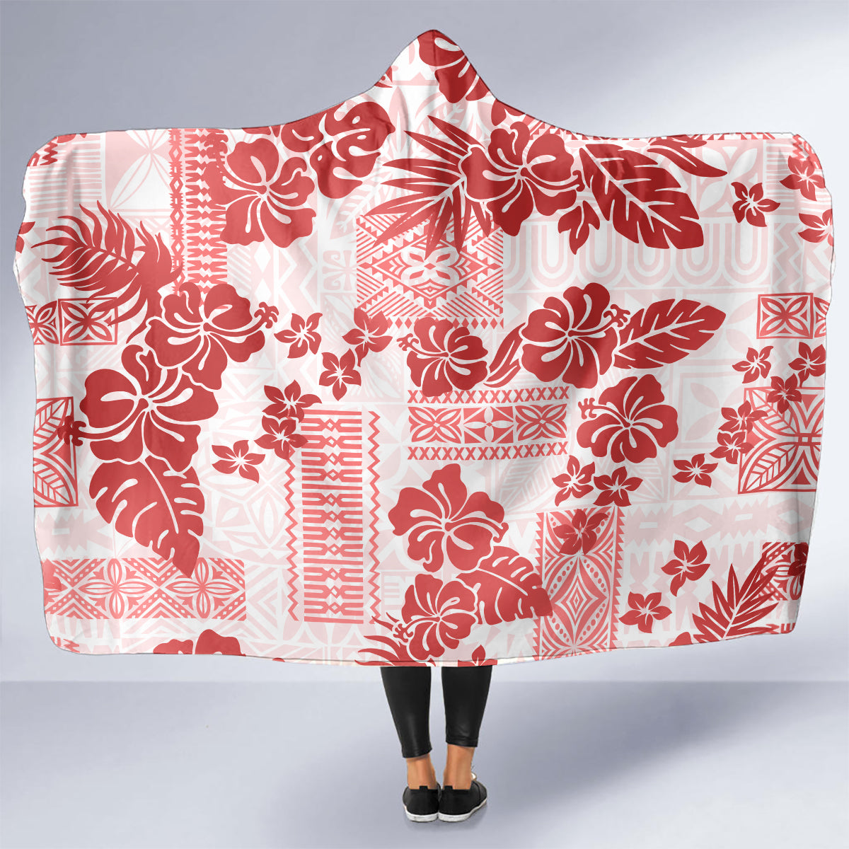 vintage-hawaii-hooded-blanket-hibiscus-tapa-tribal-with-hawaiian-quilt-pattern-red