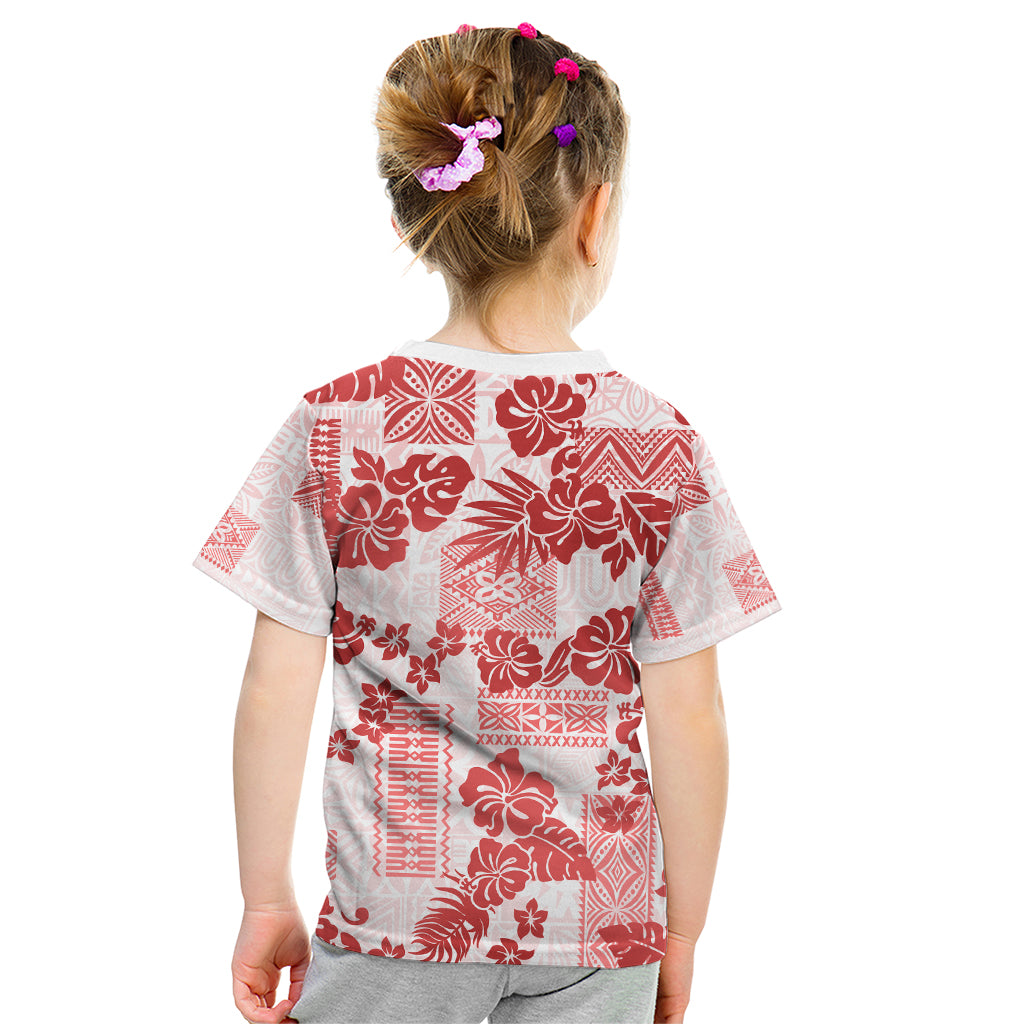 Vintage Hawaii Kid T Shirt Hibiscus Tapa Tribal With Hawaiian Quilt Pattern Red - Wonder Print Shop