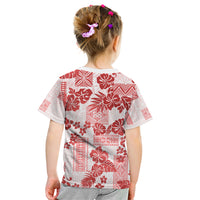 Vintage Hawaii Kid T Shirt Hibiscus Tapa Tribal With Hawaiian Quilt Pattern Red - Wonder Print Shop