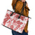 Vintage Hawaii Leather Tote Bag Hibiscus Tapa Tribal With Hawaiian Quilt Pattern Red - Wonder Print Shop
