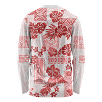 Vintage Hawaii Long Sleeve Shirt Hibiscus Tapa Tribal With Hawaiian Quilt Pattern Red - Wonder Print Shop