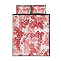 Vintage Hawaii Quilt Bed Set Hibiscus Tapa Tribal With Hawaiian Quilt Pattern Red - Wonder Print Shop