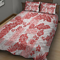 Vintage Hawaii Quilt Bed Set Hibiscus Tapa Tribal With Hawaiian Quilt Pattern Red - Wonder Print Shop