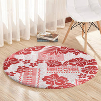 vintage-hawaii-round-carpet-hibiscus-tapa-tribal-with-hawaiian-quilt-pattern-red