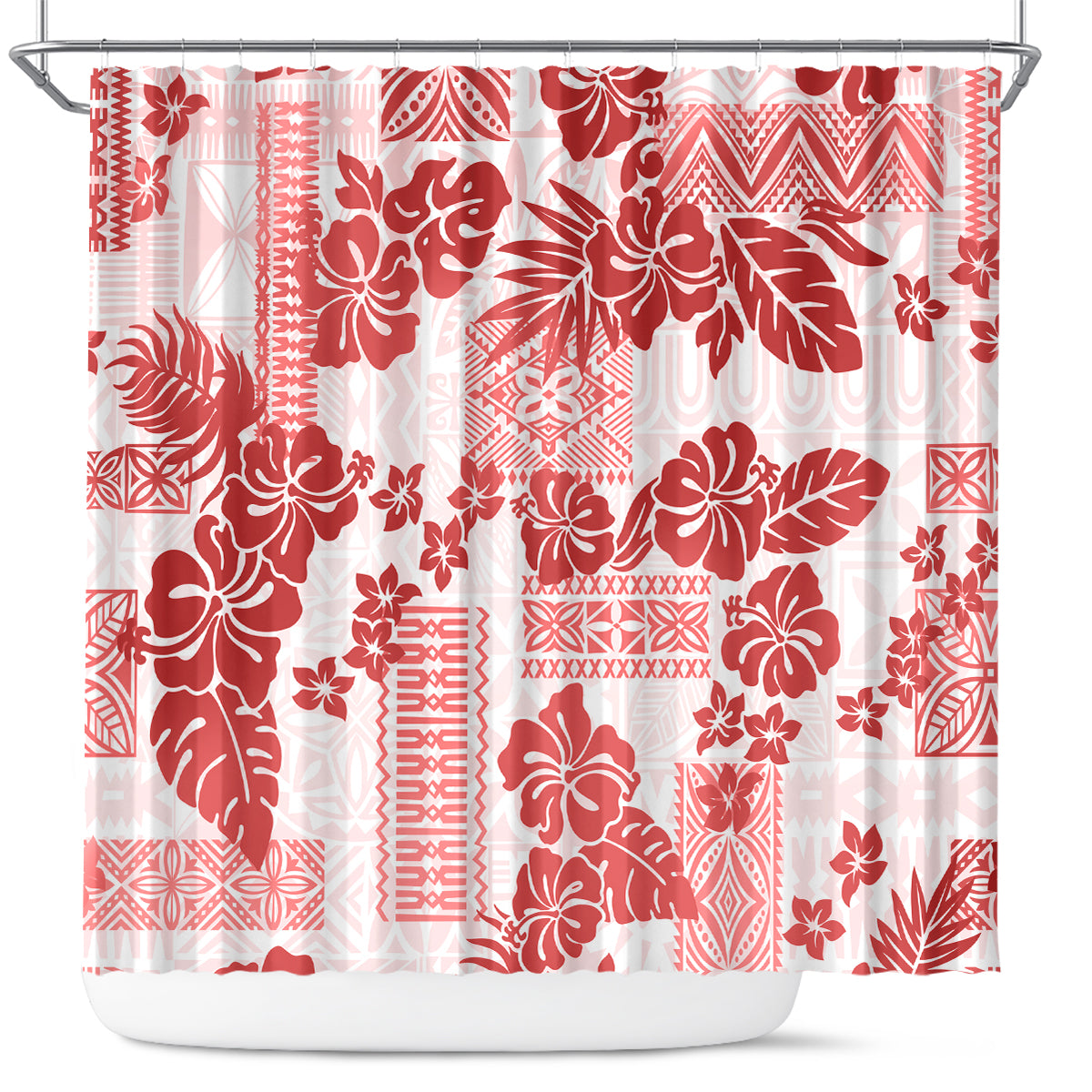 vintage-hawaii-shower-curtain-hibiscus-tapa-tribal-with-hawaiian-quilt-pattern-red